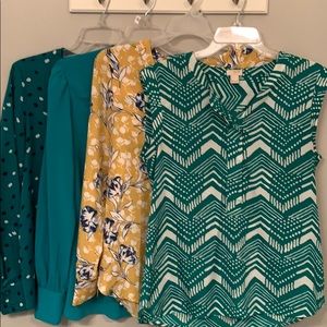 4 blouses from J.Crew, 3 size 6 and 1 small